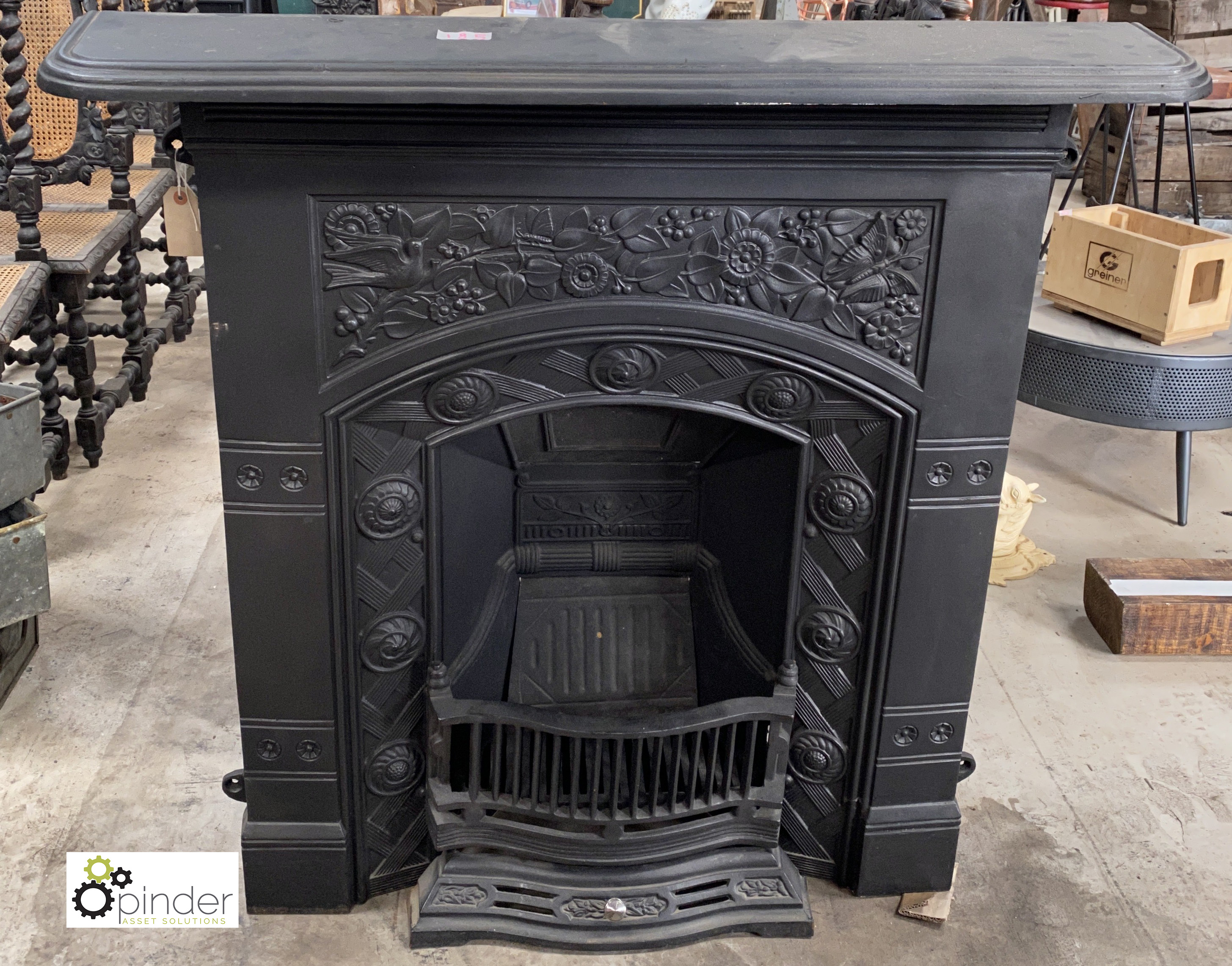 A cast iron combination Victorian Fireplace, 1030mm x 840mm, opening 600mm x 400mm