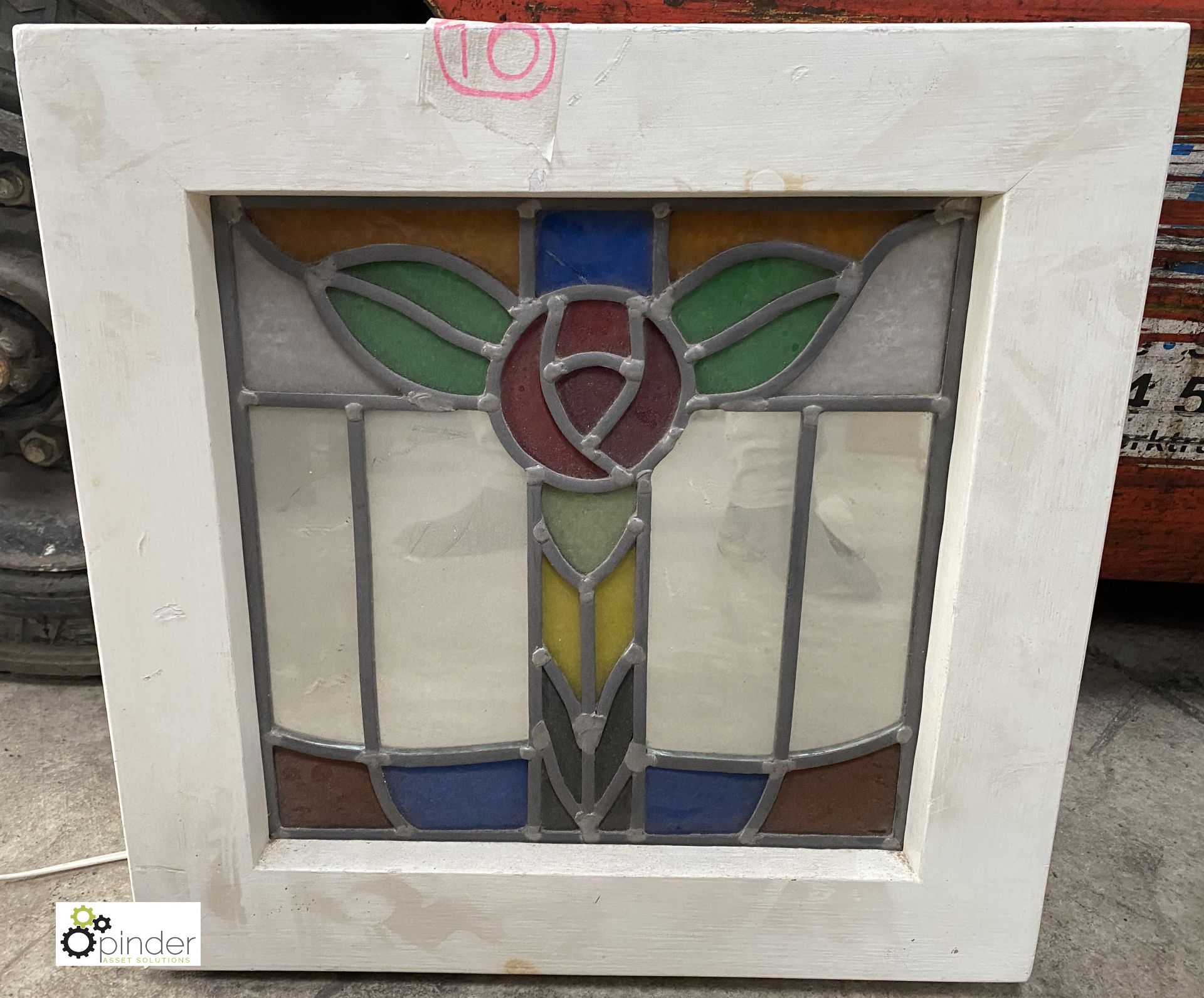 A Recraft stained glass light up Window Frame, 400mm high x 400mm wide x 90mm deep - Image 2 of 3