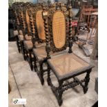 Set of 5 antique oak barley twist carved Dining Chairs, circa 1880s, 1130mm high x 450mm wide x