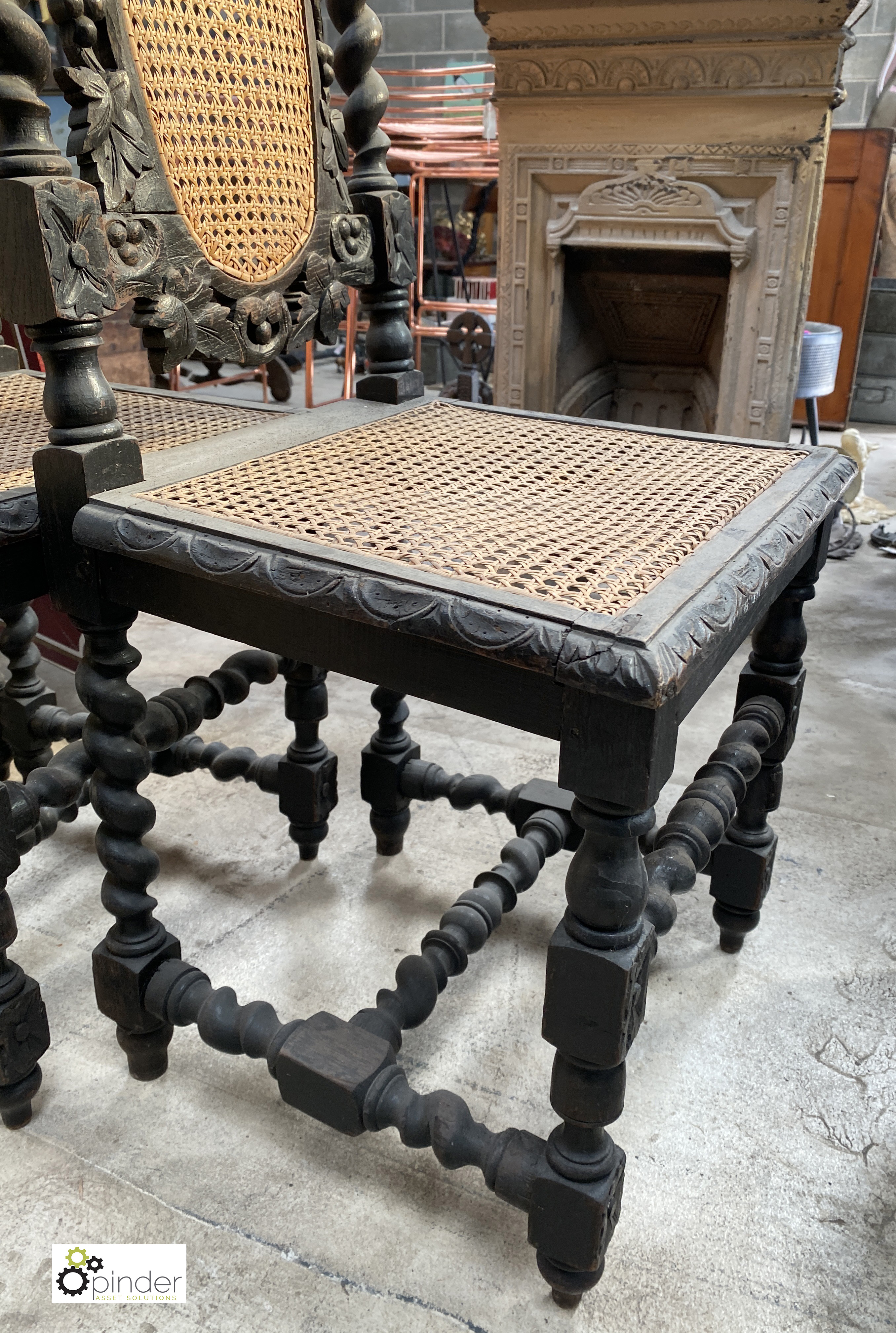 Set of 5 antique oak barley twist carved Dining Chairs, circa 1880s, 1130mm high x 450mm wide x - Image 6 of 8