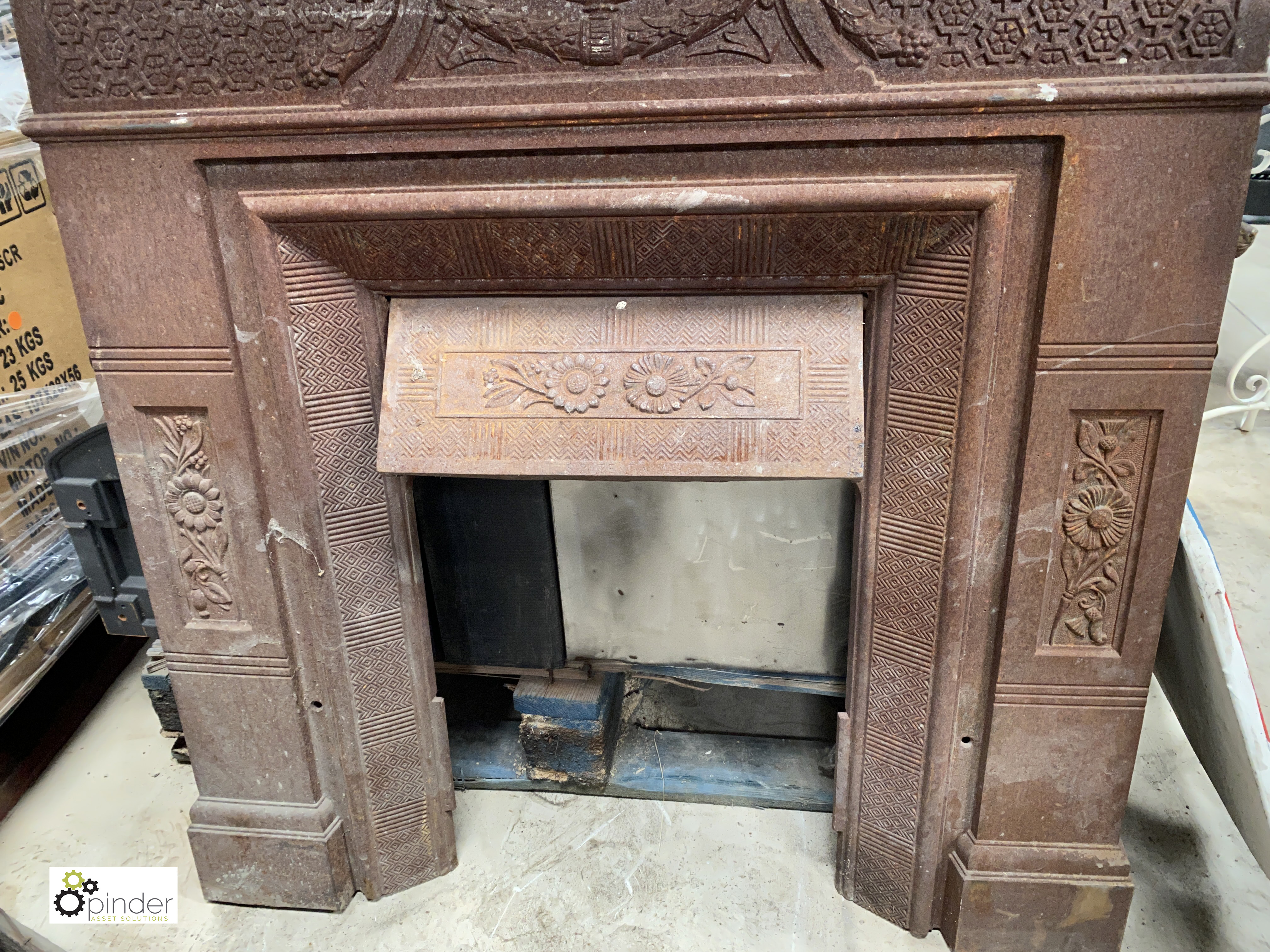 A cast iron late Victorian combination Fireplace, with shelf, 1050mm high x 1040mm wide, opening - Image 3 of 4