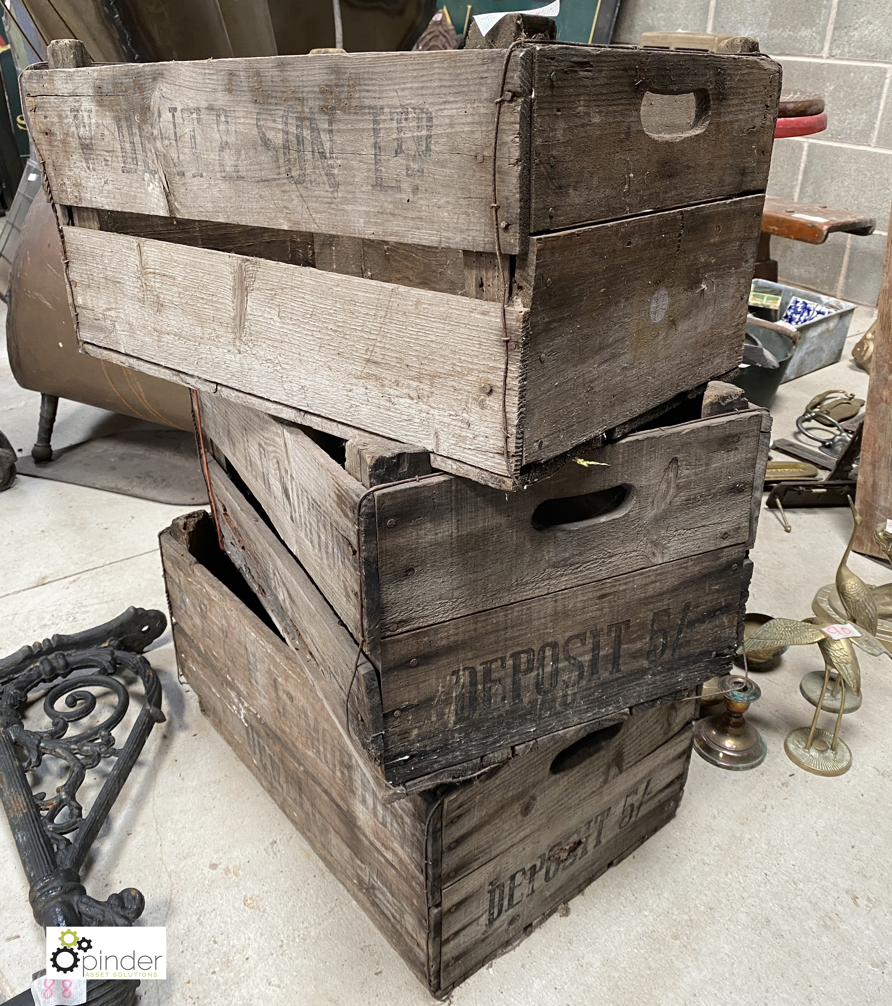 3 vintage wooden Dairy Crates, 550mm long x 370mm wide x 270mm deep - Image 3 of 6