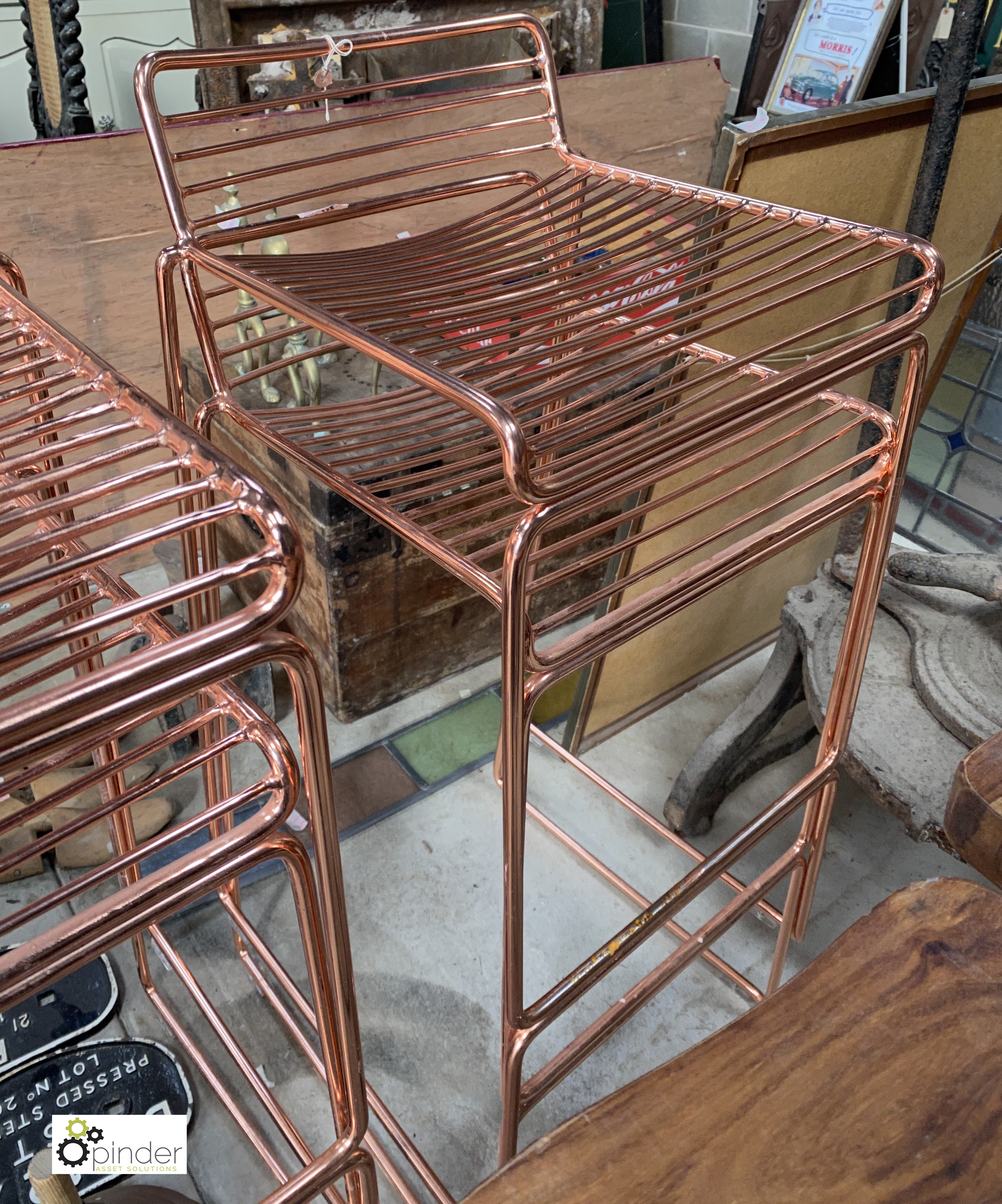 4 copper coloured wire metal Bar Stools, 860mm high, seat height 780mm, seat 400mm wide - Image 3 of 4