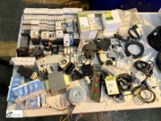 Quantity various Electrical Fittings including trip switches, bulbs, etc (purchaser to remove lot