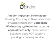 Auction Important Information - Viewing: Thursday 17 November 2022 by appointment only;
