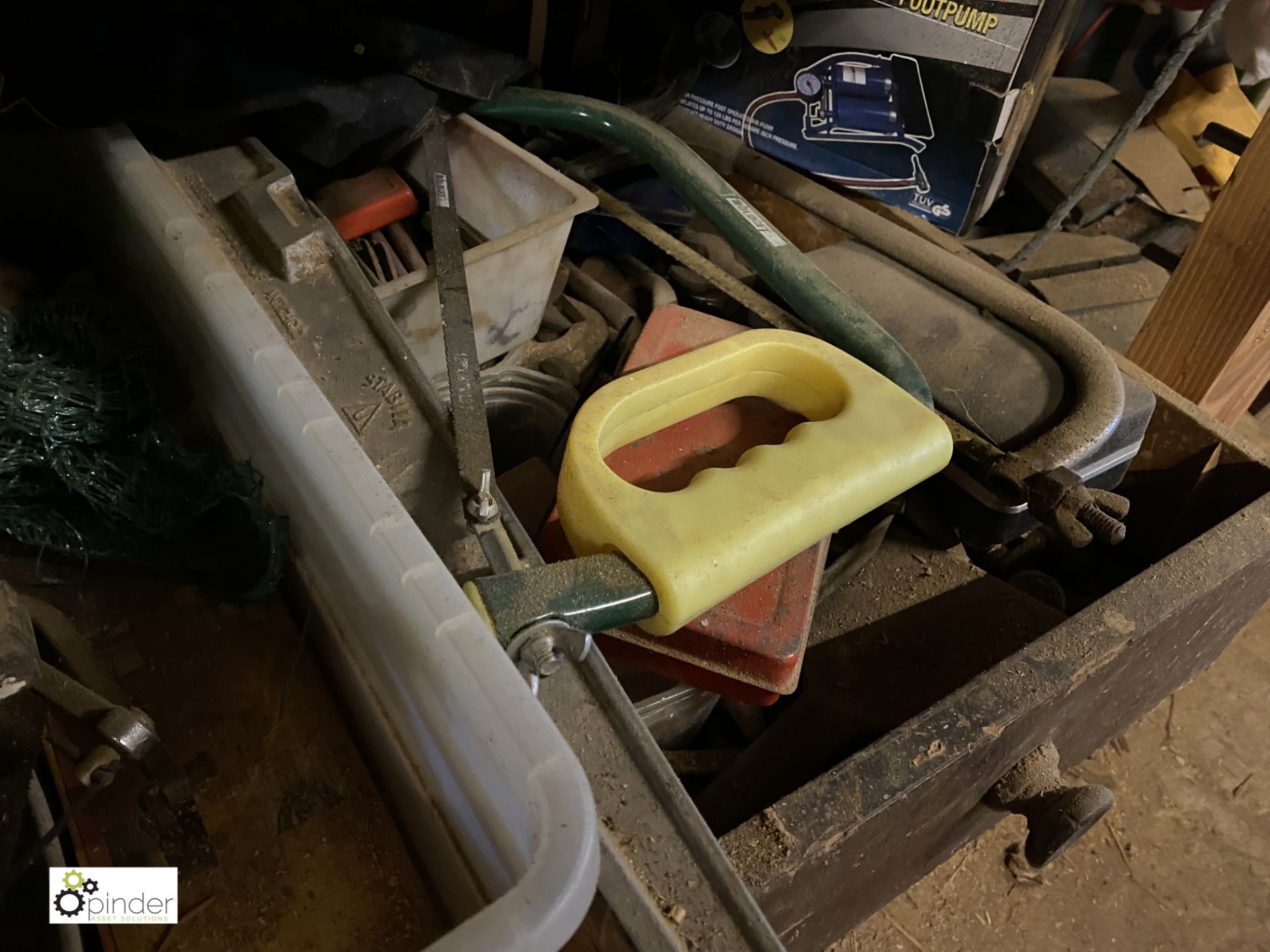 Quantity various Hand Tools, including saws, spanners, vices, etc, to underside of bench ( - Image 4 of 9