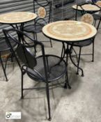 Circular tile top Café Table, 600mm diameter, with 2 café chairs