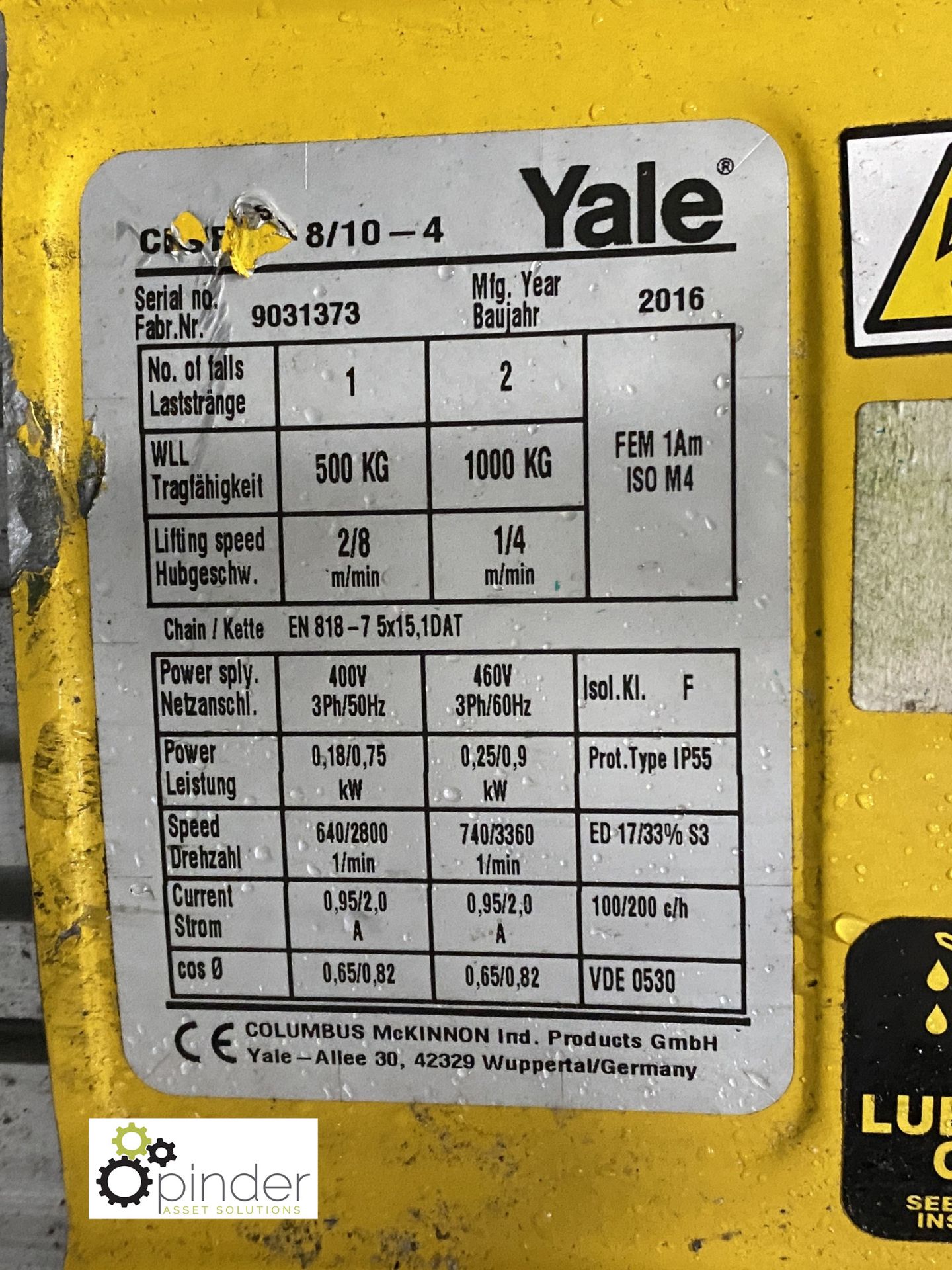 Mobile Lifting Gantry, 4280mm travel, 4400mm high, 1000kg capacity with Yale electric hoist, 1000kg - Image 8 of 12