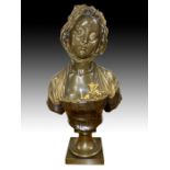 A Parcel Gilt French Bronze Bust Of A Lady 19th Century Possibly By Eugene Laurent