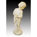 Marble Figure Of Child And Fish Signed & Dated F.Gulani 1871