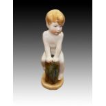 A Rare Royal Worcester Figure Of A Boy, Rare Mark 20th Century