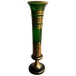 Monumental Moser Emerald Green Gold Gilt Crystal Centrepiece Vase 19th Century