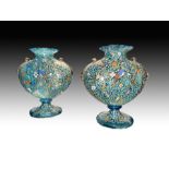 Pair Of Exceptional French Vases, Fully Enamelled With Birds & Flowers, 19th Century
