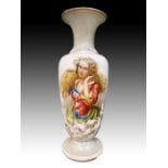 Large Hand Painted Baccarat Vase Depicting a Woman, 19th Century