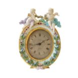 19th Century Meissen Floral Encrusted Clock Decorated With Cherubs