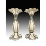 Pair Of White Double Layered Bohemian Vases