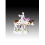 19th Century Meissen Group Lady On Cow