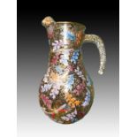 Bohemian Enamel Hand Painted Jug Decorated With Scenes Of Nature, 20th Century