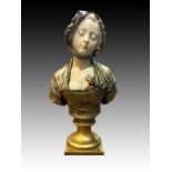 A Ivory & Bronze French Bust Of A Lady By Eugene Laurent, Signed 19th Century