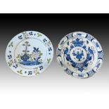 Pair Of 18th/19th Century Delft Platters Marked to base