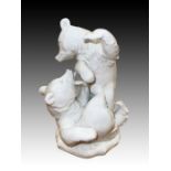 Pair Of White Meissen Bears Fighting, 19th/20th Century