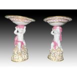 Pair Of English Cherubs Tazzas Possibly Minton 19th Century