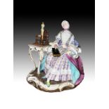 A Meissen Group Of A Lady With A Spinning Wheel Circa 1880