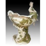 Royal Dux Shell & Lady Figure with Vines And Scenes Of Nature 1900's