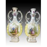 Pair Of Dresden Vases Late 19th Century