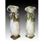Pair Of Royal Dux Olive Tree Vases 1900's