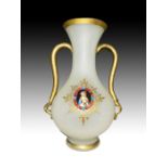 A Frosted Jewelled Bohemian Vase Depicting Christ, 19th Century