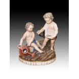 A Meissen Group Of The Season Circa Depicting Two Cherubs Circa 1880