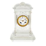 BACCARAT FROSTED AND PRESSED GLASS MANTEL CLOCK LATE 19TH/ EARLY 20TH CENTURY