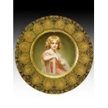 Impressive Heavy Gilded Medallion Jewelled Vienna Wagner Signed Plate 19th Century