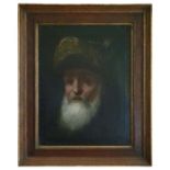 Old Master Dutch Painting Executed In The Manner Of Rembrandt Depicting A Rabbi 17th Century