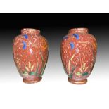 Pair Of Floral Finely Decorated Opaline Vases, 19th Century