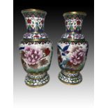 Chinese Cloisonné Pair Of Vases, 20th Century