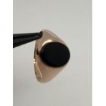 9k rose gold ring with onyx