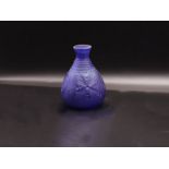 Roman Cobalt Blue Floral Engraved Glass Bottle