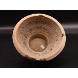 Egyptian Terracotta Bowl, Inscribed With Ancient Feline Animals