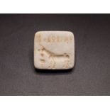 Indus Valley Alabaster Goat Seal Intaglio Stamp With Inscriptions