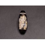 Tibetan Agate Dzi Bead Pendant With Engraved Buddha Figure