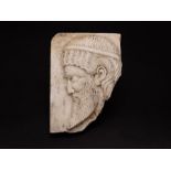 Roman Style Marble Fragment Depicting A Greek Philosopher