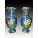 Chinese Cloisonné Pair Of Vases, 20th Century