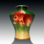 A JAPANESE ENAMEL KOI FISH VASE, 19TH CENTURY, MEIJI PERIOD