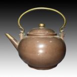 UNUSUAL SIGNED YIXING TEAPOT WITH METAL MOUNTS, QING PERIOD (1644 to 1911)