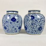 A PAIR OF CHINESE BLUE & WHITE LIDDED GINGER JARS, KANGXI PERIOD (1662-1722)