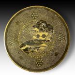 A JAPANESE MIX METAL PLATE, 19TH CENTURY, MEIJI PERIOD