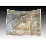 Ottoman Painting Of Kaaba on Cardboard, Signed & Dated