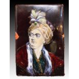 FRENCH ENAMEL ON COPPER WORK DEPICTING A PORTRAIT OF A NOBLE OTTOMAN, 19TH CENTURY